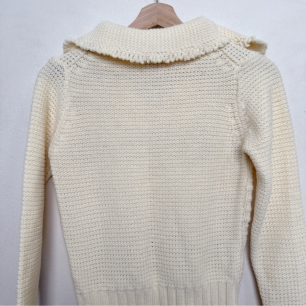 Beewear Womens Small Vintage Open Crochet Ivory Floral Collar Sweater - Picture 13 of 15